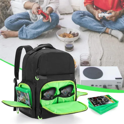 Vista 7 de PGmoon Carry Backpack Compatible with Xbox Series XS Console, Travel Carrying Case with Separate Storage Room for Console, Headset, Controllers