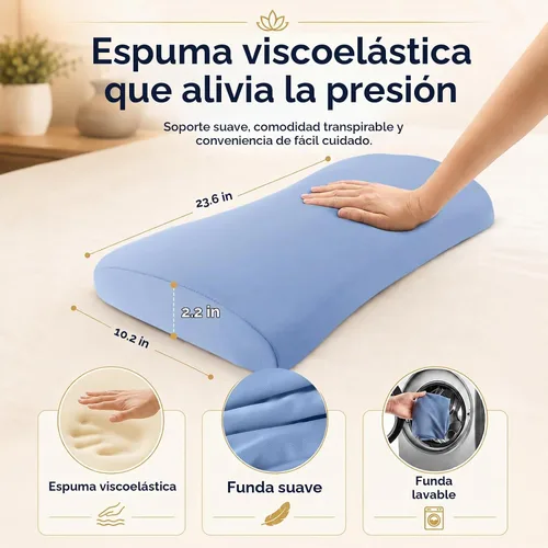 Vista 7 de Almohada de apoyo lumbar para aliviar el dolor de espalda: almohada de espalda baja para dormir - Almohada de cintura de espuma viscoelástica