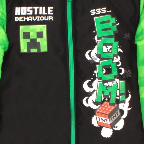 Vista 3 de Minecraft Chaqueta bomber para niños, chaqueta universitaria con estampado gráfico con cremallera para niños y niños pequeños