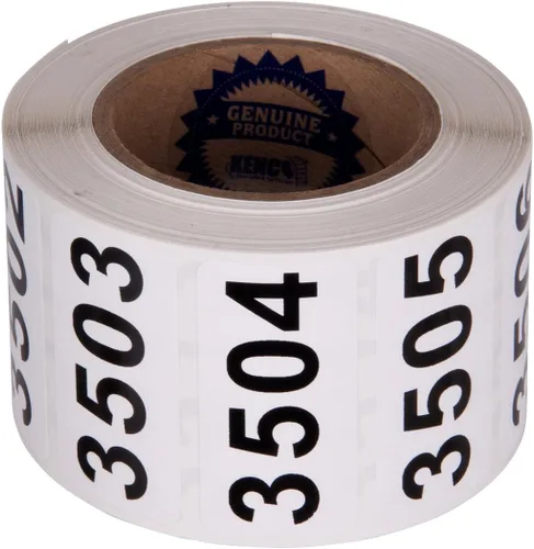 Vista 7 de Kenco - Etiquetas numeradas consecutivamente, vinilo duradero, autoadhesivas, medidas: 2 x 1 pulgada (rollo 001-500)