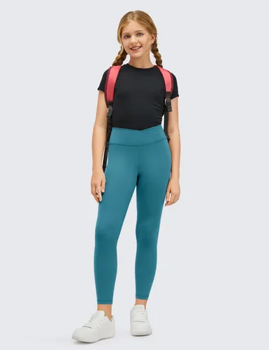 Vista 3 de CRZ YOGA Butterluxe - Leggings deportivos cruzados para niñas cintura alta en V Cross Kids Lounge Pants Yoga Active Dance Running Mallas