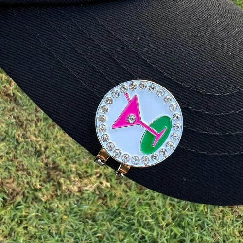 Vista 2 de Giggle Golf Happy Hour Bling Golf Ball Marker with Hat Clip.