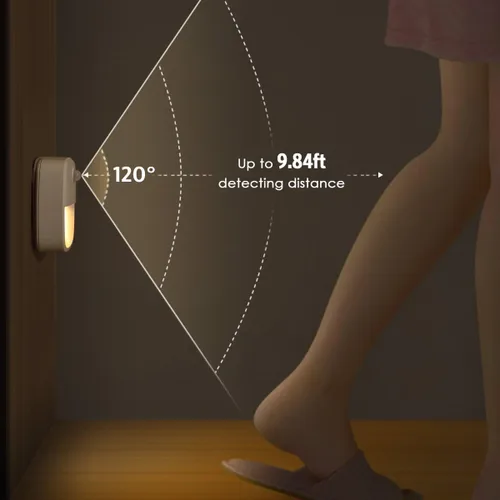 Vista 3 de AMIR Luz con sensor de movimiento mejorada para interiores, luces de escalera, funciona con pilas, luz nocturna LED inalámbrica adhesiva