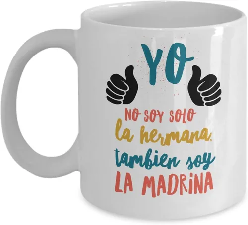 Vista 3 de Regalo para Madrina Taza de cafe para hermana Perfecto regalo para graduados, profesionales y estudiantes Vaso con afirmaciones positivas