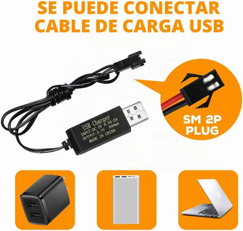 Vista 6 de sea jump 3 unids 3.7 V 2000 mAh SM-2P Plug batería de litio con cable de carga USB para DE68 DE44 DE45W DE45 DE58 DE49 DE57 DE70 vehículo