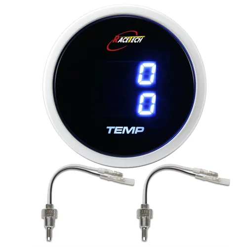 Vista 15 de RACETECH Medidor Digital Dual de Presión de Aceite y Voltímetro - 145 PSI, 8~18V - 52 mm 2-1/16" 20 LED Anillo Exterior Azul con Función
