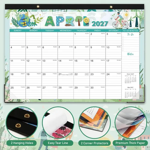 Vista 5 de Calendario de escritorio 2027 - Calendario de escritorio/pared 2027, enero