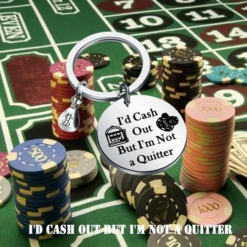Vista 3 de PLITI Llavero de máquina tragamonedas para regalo de casino, regalo para amantes del casino, regalo para jugadores, I'd Cash Out But I'm Not A