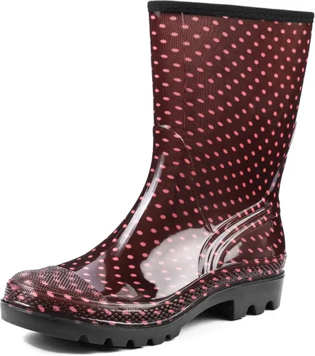 Vista 40 de DKSUKO Waterproof Womens Rain Boots insulated,Lightweight Rubber fashion Boots in Gardening,Warm and Comfortable Wide Calf Rain Boots with Glossy in