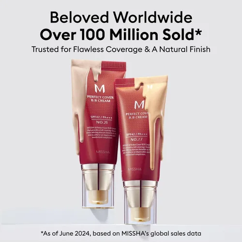 Vista 4 de MISSHA M Perfect Cover BB Cream No 31. Beige dorado - Medio/bronceado con subtono neutro SPF 42 PA +++ 1.69 fl oz - Hidratante teñido con SPF