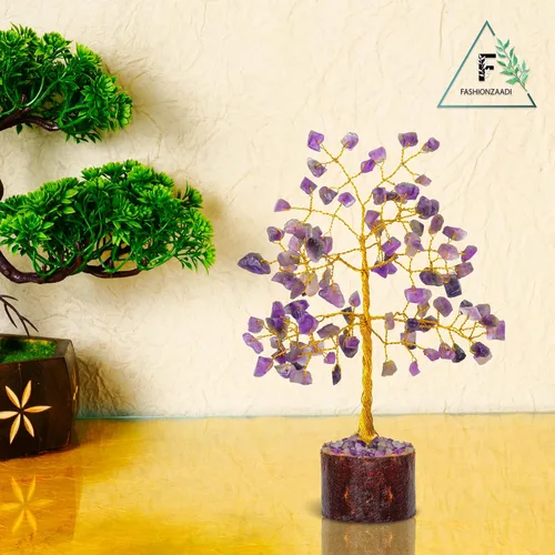 Vista 6 de FASHIONZAADI Árbol de dinero bonsái de amatista, árbol de dinero de cristal Feng Shui, piedras preciosas de chakras, cristales curativos de buena