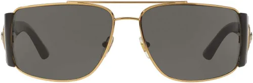 Vista 2 de Versace Gafas de sol Hombre Montura Dorada, Lentes Gris Oscuro, 0MM