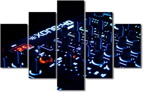 Vista 74 de Lienzo decorativo para pared, diseño de DJ Music Mixes the Track HD impreso en pinturas, 5 piezas de imágenes abstractas para sala de estar, obra
