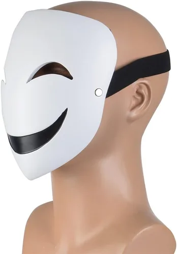 Vista 5 de Tkieio Máscara de cosplay de cara sonriente, accesorio de resina blanca para Halloween