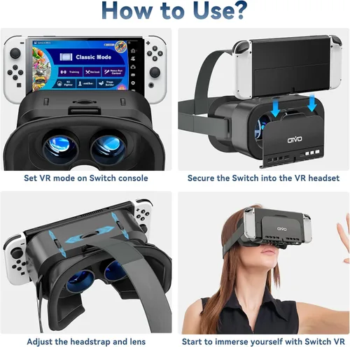 Vista 4 de Reemplazo de auriculares de realidad virtual para Nintendo Switch y Nintendo Switch OLED auriculares con interruptor de realidad virtual 3D de alta