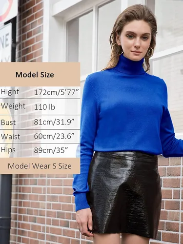 Vista 6 de Woolicity Suéter de cuello alto para mujer, de manga larga, cómodo y cálido, informal, ligero