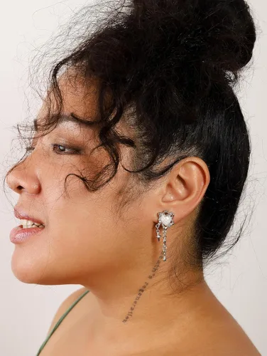 Vista 4 de Sacina Aretes góticos de corazón, aretes góticos, aretes góticos, aretes punk, joyería gótica, regalo de joyería de Halloween, Navidad, Año Nuevo