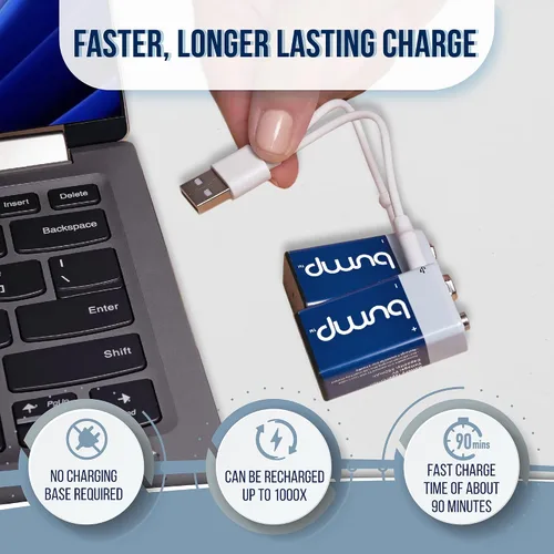 Vista 6 de bump Baterías recargables de 9 voltios - Paquete de 2