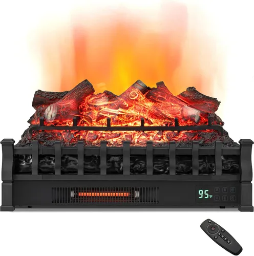 Vista 16 de COSTWAY Juego de troncos para chimenea eléctrica de 20 pulgadas con llama