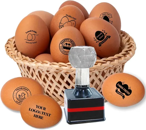 Vista 9 de Sellos de huevos para huevos frescos, sello de huevo personalizado y etiqueta de huevo de pato para creaciones de granja y cocina con múltiples