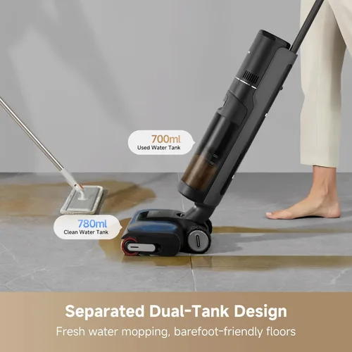 Vista 2 de DREAME H12 Pro Gen2 - Trapeador al vacío, aspiradora húmeda y seca de 0 enredos, aspiradora inalámbrica todo en uno para suelos duros, máquina