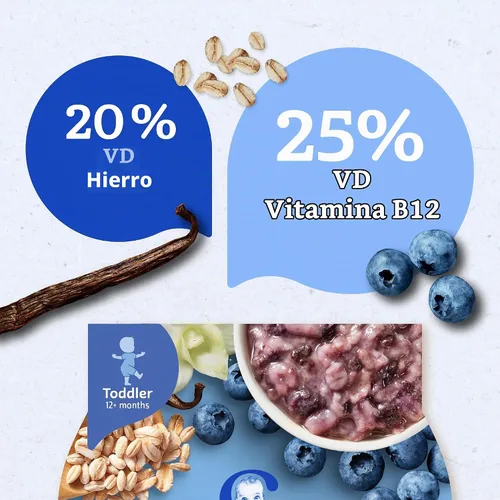 Vista 5 de Gerber Comida para Niños Pequeños, Comida para Bebés, Cereal de Avena para el Desayuno con Cebada, Sabor Vainilla y Frutas del Bosque, Cereal