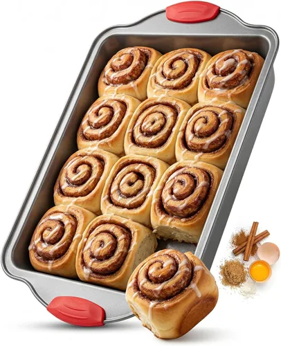 Vista 7 de Boxiki Kitchen Ceramic Square Cake Pan, 12x10x2 Inch Aluminized Steel Baking Pan, KFCC Korean Ceramic Coated Nonstick Bakeware, Heavy Duty Oven Safe