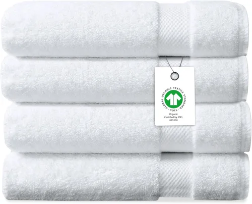 Vista 21 de Toalla de baño de felpa de algodón orgánico de lujo Certificado GOTS y OEKO-TEX Toallas de calidad hotelera premium Tecnología Feather Touch
