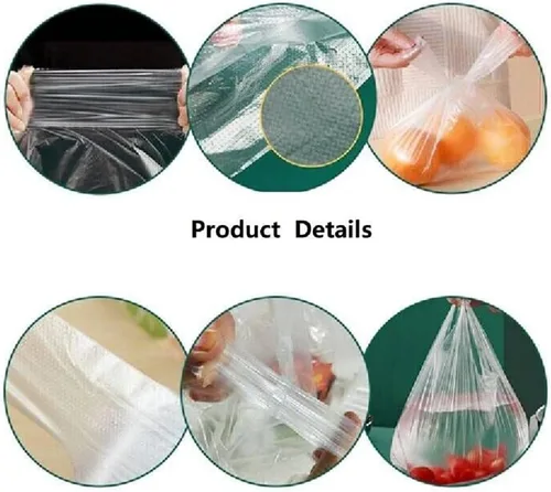 Vista 2 de Bolsas grandes de plástico para camisetas con asas, 100 bolsas de compras de comestibles de 21 x 13.7 pulgadas, bolsas de comestibles resistentes