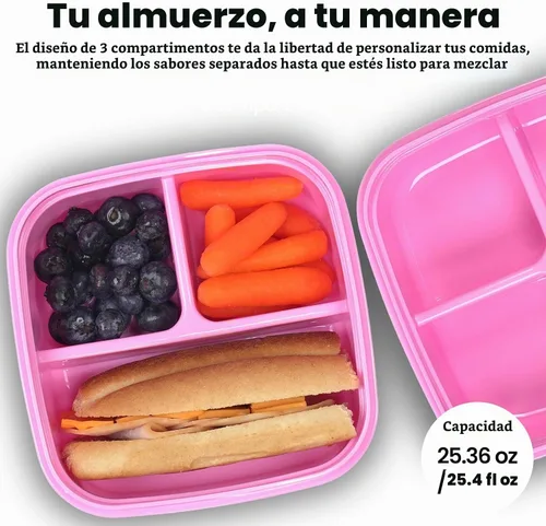 Vista 4 de Yoobi x Barbie - Caja Bento rosa y paquete de hielo, 3 compartimentos, a