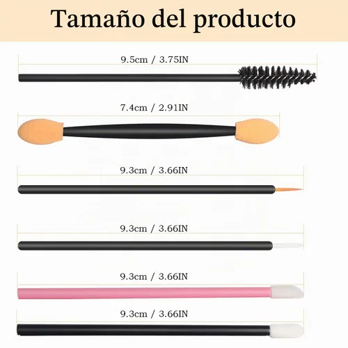 Vista 3 de Kit de herramientas de maquillaje desechables de 300 piezas, cepillo de cejas/cepillo de rímel, aplicadores de labios/aplicadores de sombra