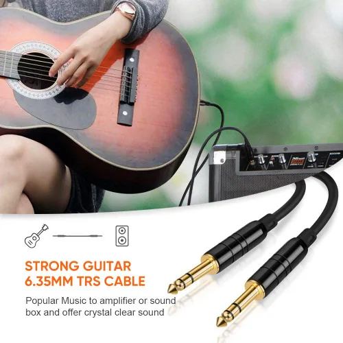 Vista 3 de CableCreation Cable TRS de 1/4'' de 6 pies, Cable de Guitarra de Instrumento de Grado Profesional, Cable de Audio Estéreo Balanceado de 1/4 Pulgada