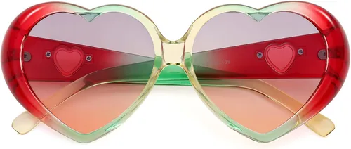 Vista 2 de FEISEDY Gafas de sol con forma de corazón de amor para mujer, gafas retro de estilo lindo B2341
