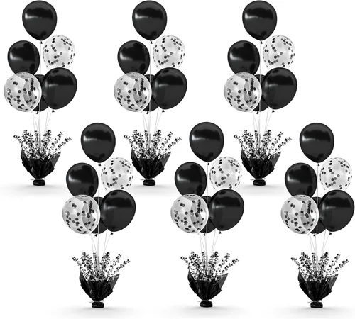 Vista 23 de 2 Juego de Globos de Mesa Negros con Spray de Aluminio para Centro de Mesa con Globos Negros y de Confeti, Kit de Soporte para Decoración de Mesa