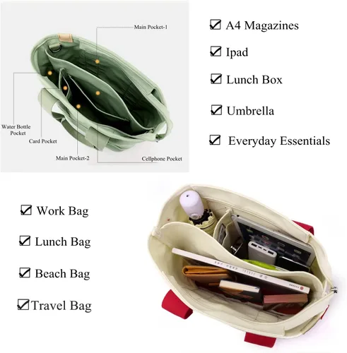 Vista 5 de Bolsos cruzados para mujer, bolsa de lona con cremallera, organizador de bolsillos, bolsa de almuerzo para mujer, bolso pequeño de hombro