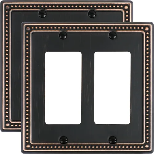 Vista 126 de Paquete de 2 cubiertas de placa de interruptor de luz de doble palanca, cubiertas decorativas de placa de doble interruptor Pearls, placa de pared