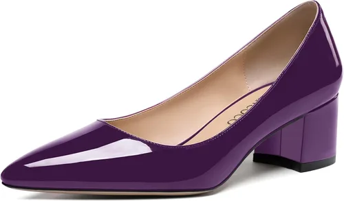 Vista 2 de MODENCOCO Zapatos de tacón bajo gruesos y gruesos para mujer, con puntera puntiaguda, de 2 pulgadas