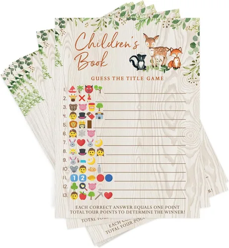 Vista 10 de Printed Party Predicciones y consejos para baby shower, animales del bosque, 50 tarjetas