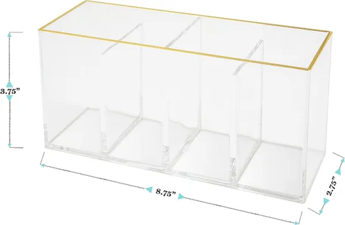Vista 7 de Martha Stewart Kerry - Organizador de escritorio de plástico con 4 compartimentos, con ribete dorado
