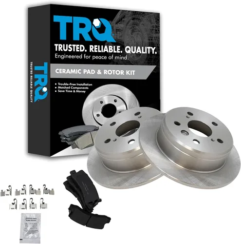 Vista 32 de TRQ Juego de pastillas de freno y rotor de cerámica trasera compatible con Honda Accord V6 1998-02 3.0L con frenos de disco traseros 02-06 Acura RSX