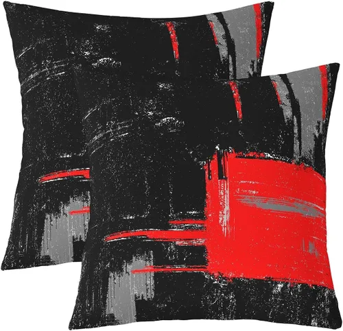 Vista 14 de Juego de 2 fundas de almohada abstractas de 16 x 16 pulgadas para niños, niñas, adolescentes, decoración de dormitorio, moderna a rayas, decoración