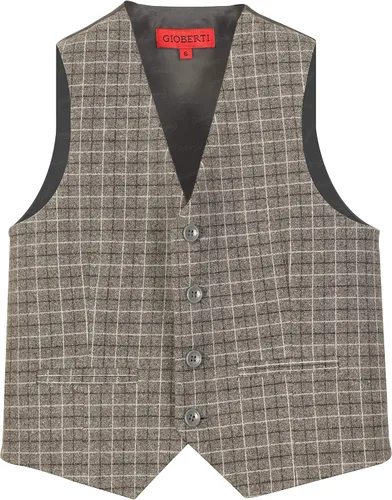 Vista 16 de Gioberti Chaleco de traje formal a cuadros Tweed para niño 63 - Gráfico Marrón