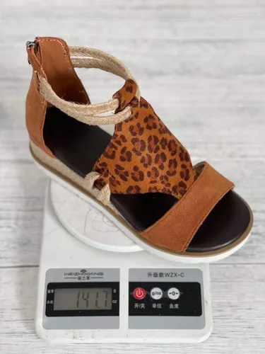 Vista 6 de Sandalias de cuña marrones para mujer, tacón de cuña con punta abierta, cómodas sandalias romanas de comercio exterior, zapatos marrones