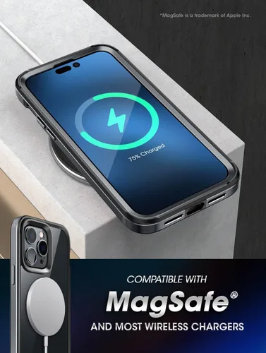 Vista 3 de SUPCASE Unicorn Beetle EdgeMag - Funda para iPhone 14 Pro de 6.1 pulgadas, compatible con MagSafe Slim Frame Funda protectora transparente