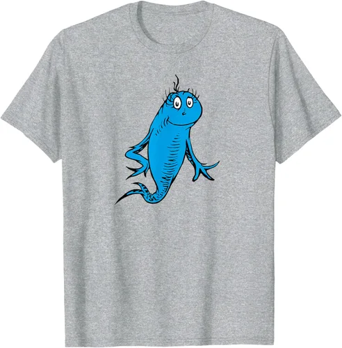 Vista 53 de Dr. Seuss Blue Fish Character - Camiseta con licencia oficial Negro