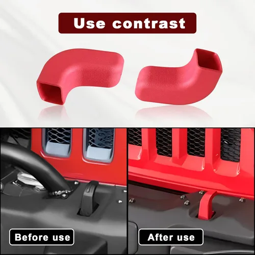 Vista 4 de 2 fundas de gancho de remolque para parachoques, protector de gancho de remolque rojo, compatible con Jeep Wrangler JK JL Gladiator TJ, accesorios