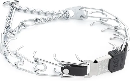 Vista 13 de Collar de perro de acero cromado Herm Sprenger para perros pequeños con hebilla de liberación rápida ClicLock y inserto de Biothane Collar de punta