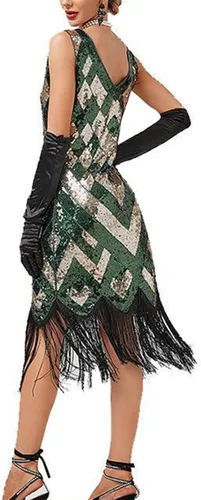 Vista 4 de Divhosrg Evening Dresses for Women Party Sexy Dress Fashion Solid Color Sequin Fringe Dress SequinDressfor Women