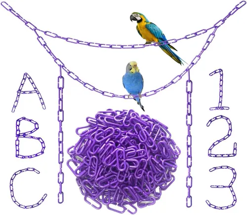 Vista 11 de 200 piezas de eslabones de plástico negro y juguetes - Clip en C entrelazado para jaula de pájaros accesorios para periquitos, planeadores