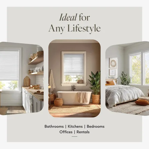 Vista 3 de CHICOLOGY Mini persianas inalámbricas para ventanas de interior, 12 pulgadas de ancho x 36 pulgadas de alto, listones de vinilo blanco de 1 pulgada